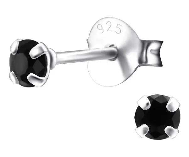 AROS PEQUEÑOS DE PLATA 925 CON DISEÑO DE PUNTOS DE LUZ NEGROS - 1
