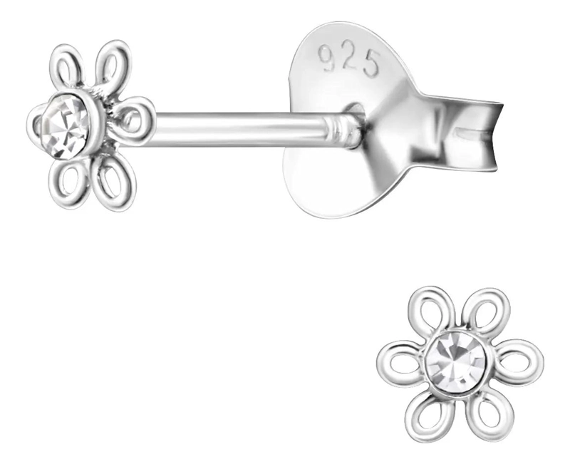 MINI AROS PEQUEÑOS DE FLOR EN PLATA 925 PARA SEGUNDA PERFORACION - 1