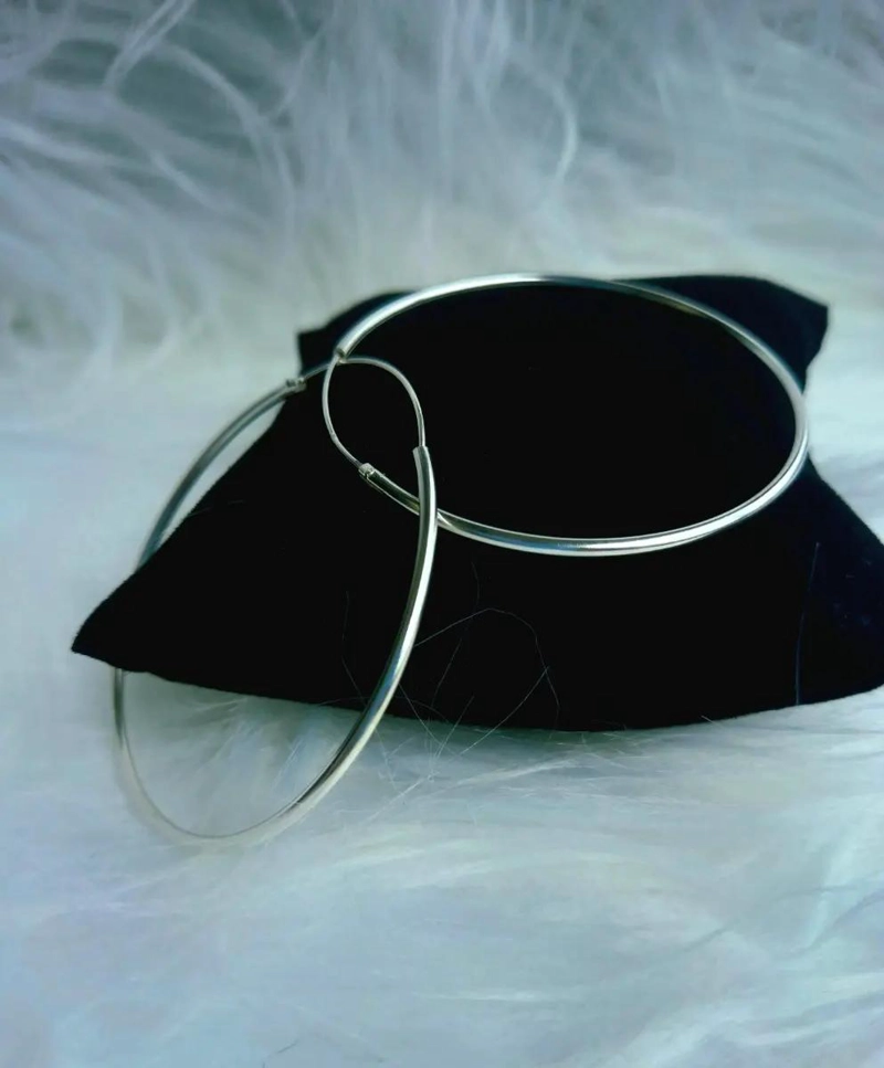 AROS ARGOLLAS GRANDES PARA MUJER EN PLATA ITALIANA LEY 925 DE 50 MM - 2