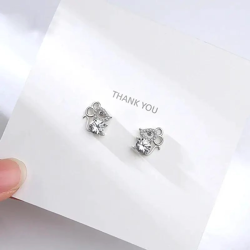 AROS DE PLATA 925 CON DISEÑO DE RATON PARA MUJER - 5