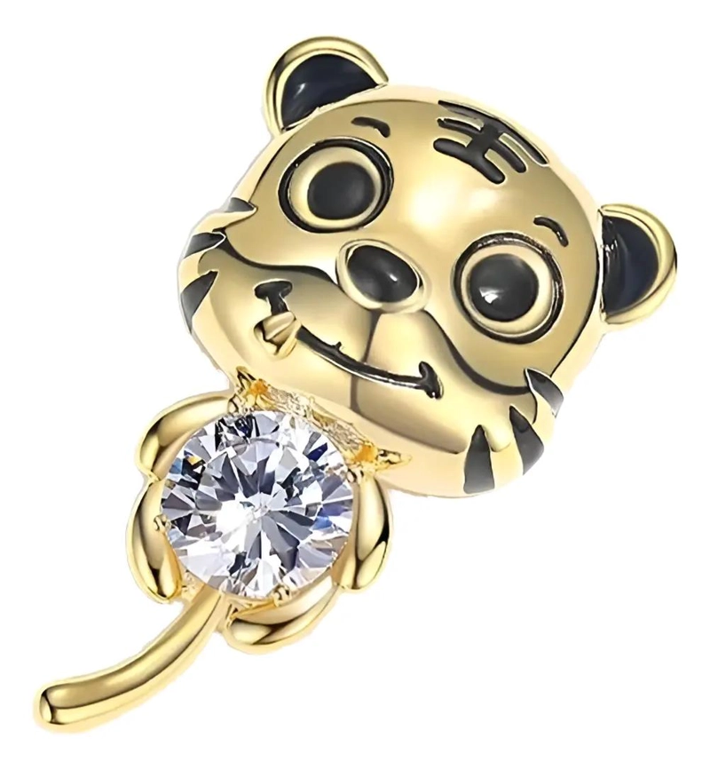 AROS DORADOS CON DISEÑO DE GATO Y CIRCONES BRILLANTES - 3