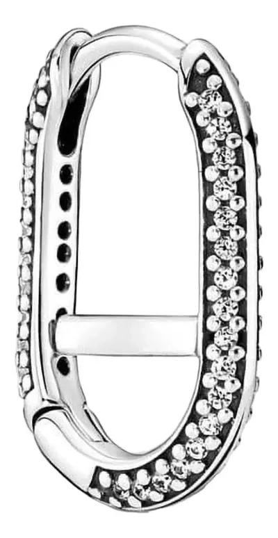 AROS DE PLATA 925 CON DISEÑO OVALADO Y CIRCONES BRILLANTES - 1