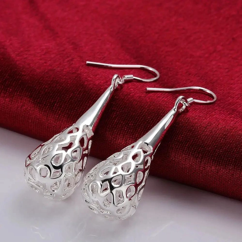 PENDIENTES DE PLATA 925 CON DISEÑO DE GOTA PARA MUJER - 2
