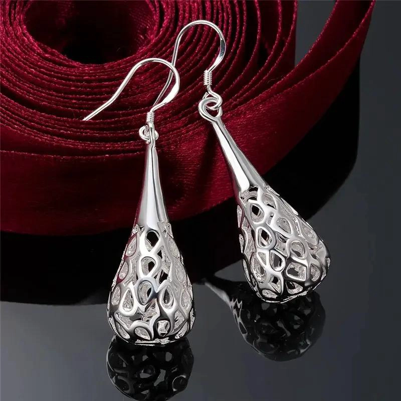 PENDIENTES DE PLATA 925 CON DISEÑO DE GOTA PARA MUJER - 3