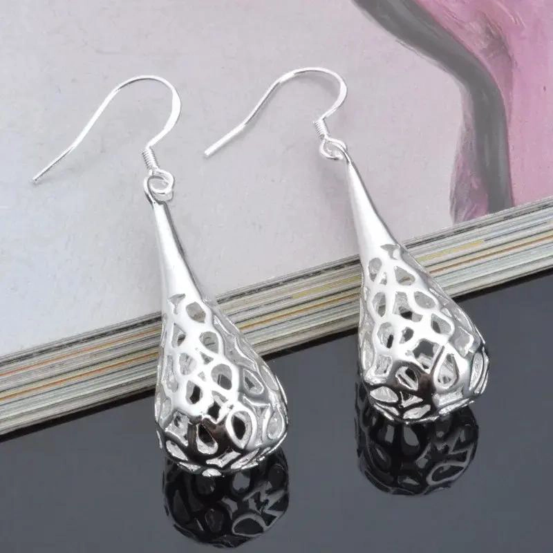 PENDIENTES DE PLATA 925 CON DISEÑO DE GOTA PARA MUJER - 4