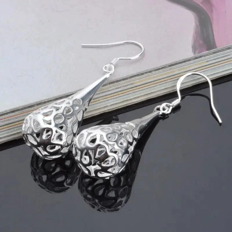 PENDIENTES DE PLATA 925 CON DISEÑO DE GOTA PARA MUJER - 5