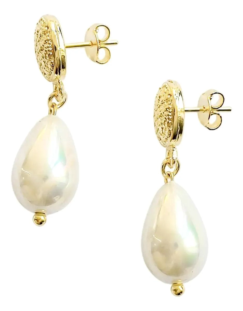 AROS CON DISEÑO DE GOTA Y TOPE OVAL ENCHAPADOS EN ORO 18K - 3