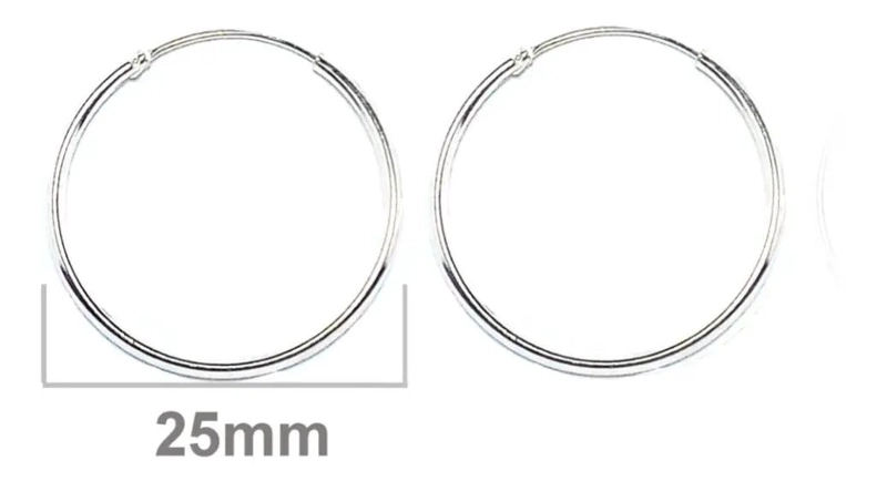 AROS ARGOLLA DE PLATA FINA 925 DE 25 MM DE DIAMETRO - 2