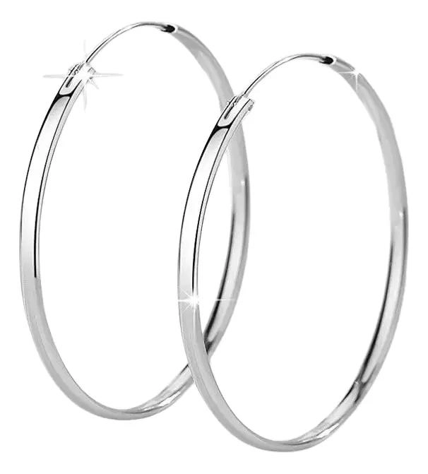 AROS DE PLATA CON DISEÑO DE ARGOLLA Y BORDE OVALADO DE 60 MM - 1