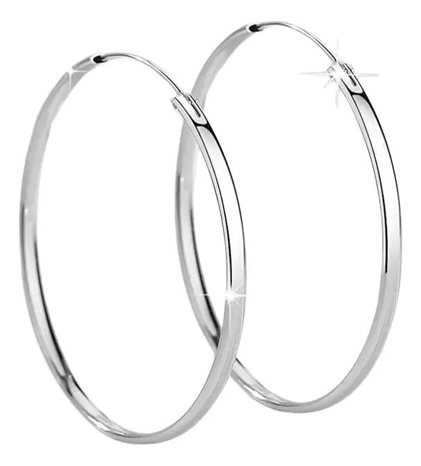 AROS DE PLATA CON DISEÑO DE ARGOLLA Y BORDE OVALADO DE 60 MM - 2