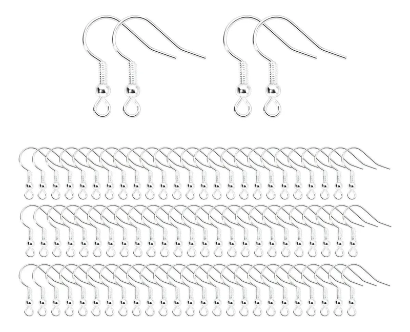 SET DE 200 GANCHOS PARA AROS EN PLATA FINA 925 DE ALTA CALIDAD - 1