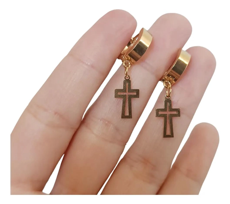AROS DE CRUZ EN ACERO INOXIDABLE PARA HOMBRE Y MUJER - 2