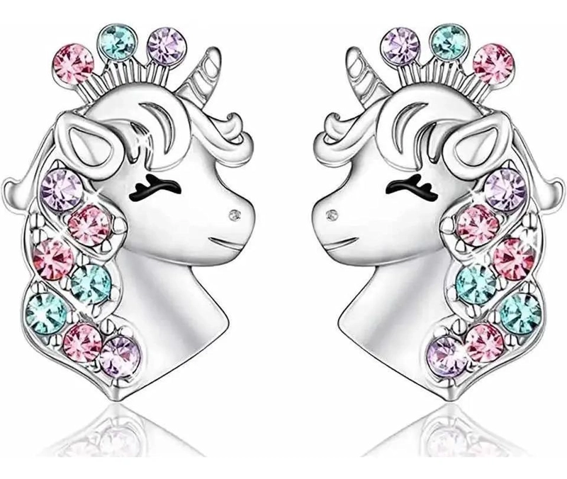 AROS DE PLATA ESTERLINA CON DISEÑO DE UNICORNIO IMPORTADOS - 1