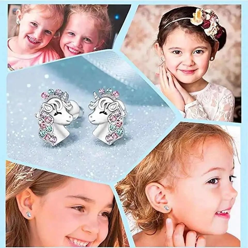 AROS DE PLATA ESTERLINA CON DISEÑO DE UNICORNIO IMPORTADOS - 3