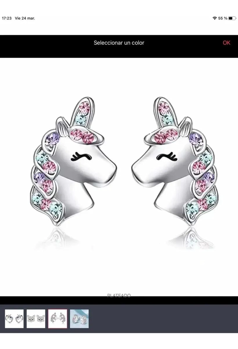 AROS DE PLATA ESTERLINA CON DISEÑO DE UNICORNIO IMPORTADOS - 5