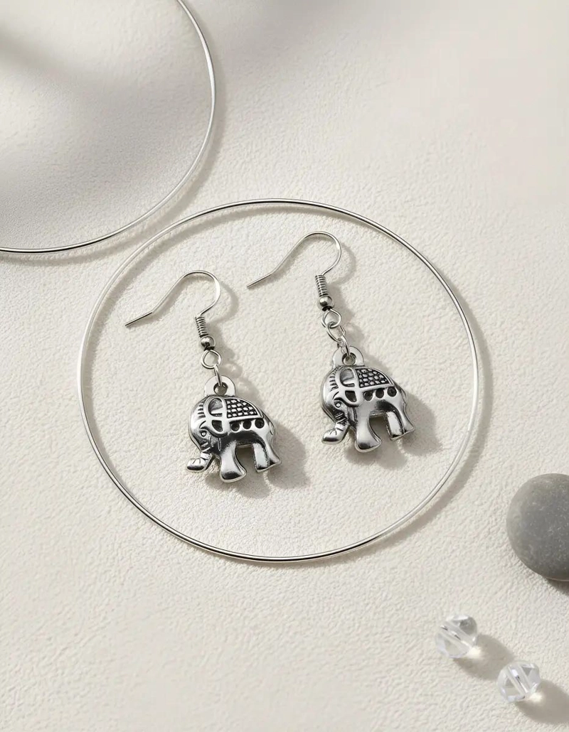 AROS COLGANTES CON DISEÑO DE ELEFANTE EN ACERO QUIRURGICO - 4