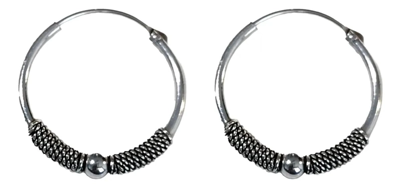 AROS ARGOLLA DE PLATA FINA 925 ENVEJECIDA DE 18 MM - 1