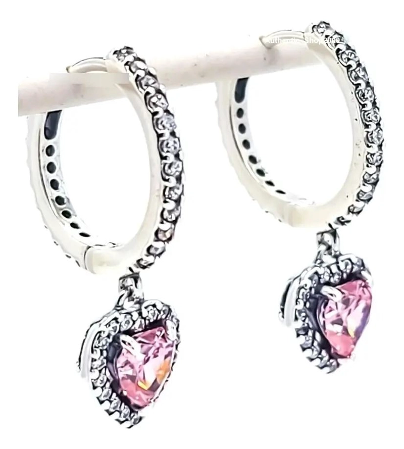 ARETES DE ARO CON DISEÑO DE CORAZON Y HALO RESPLANDECIENTE - 2