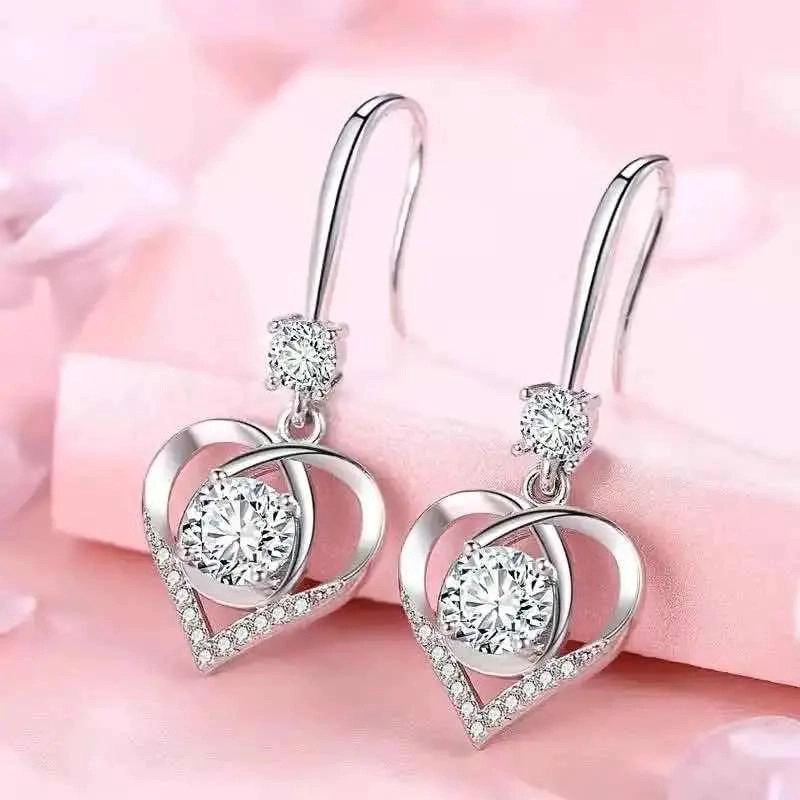 AROS CON DISEÑO DE CORAZON Y CIRCONES EN PLATA ESTERLINA - 2