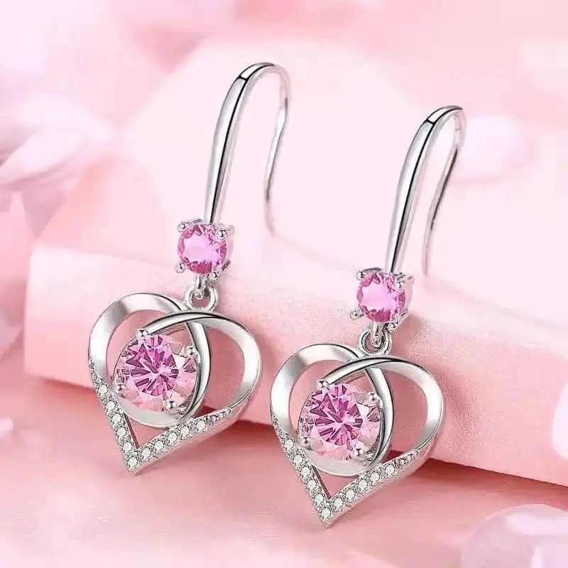 AROS CON DISEÑO DE CORAZON Y CIRCONES EN PLATA ESTERLINA - 3