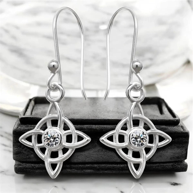AROS CON DISEÑO DE NUDO DE CIRCONIA BLANCA EN PLATA 980 - 2