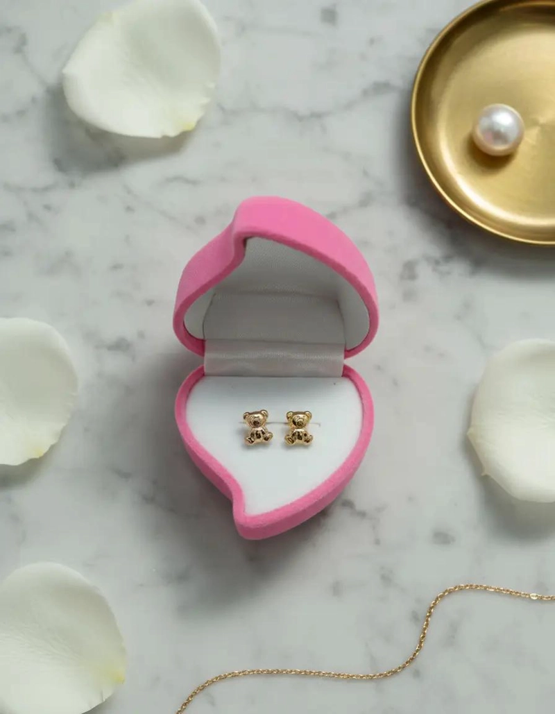 AROS DE ORO CON DISEÑO DE OSITOS PEQUEÑOS Y DELICADOS - 1