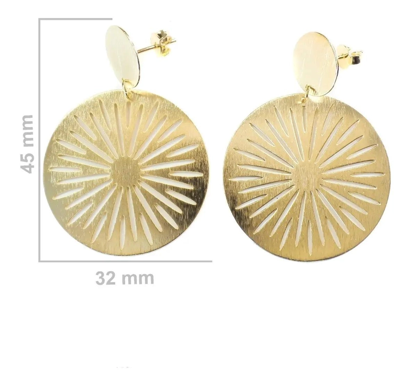 AROS CALADOS CON DISEÑO MARGARITA ENCHAPADOS EN ORO 18K ELEGANTES - 2