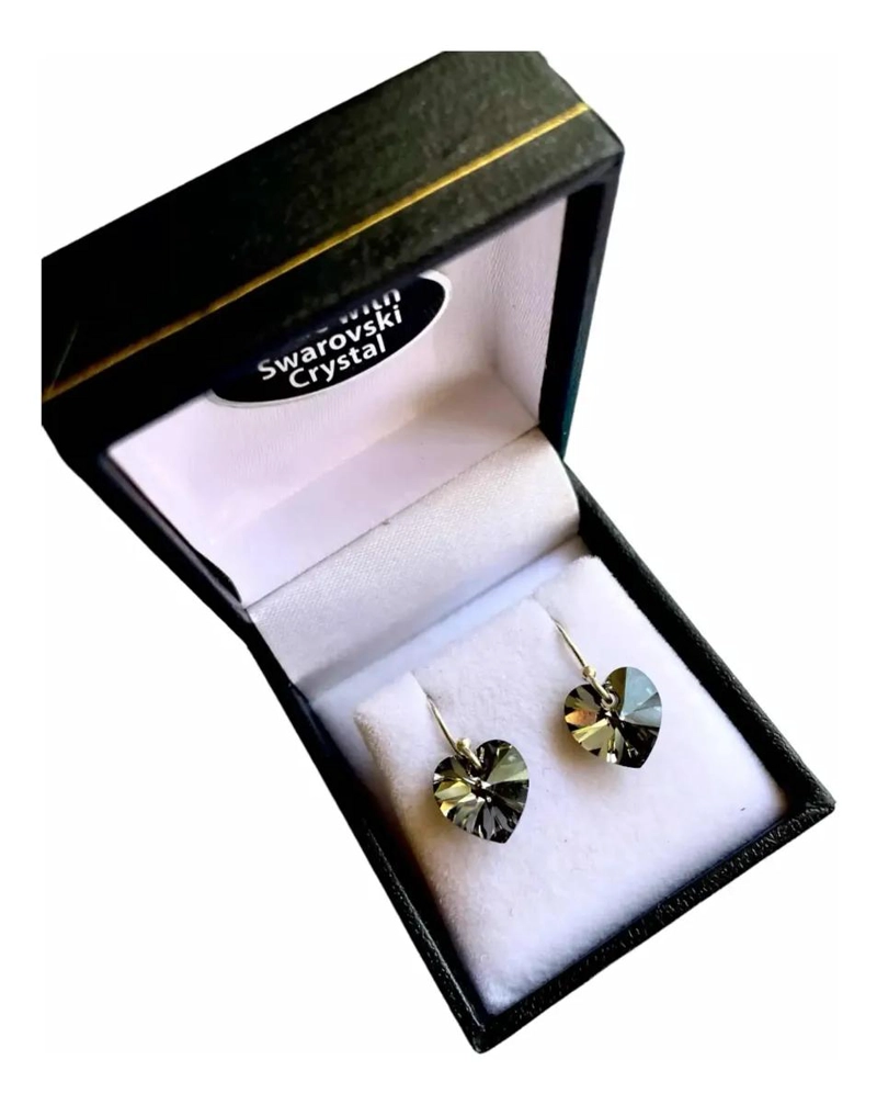 AROS CON CRISTALES EN FORMA DE CORAZON Y PLATA 925 - 2