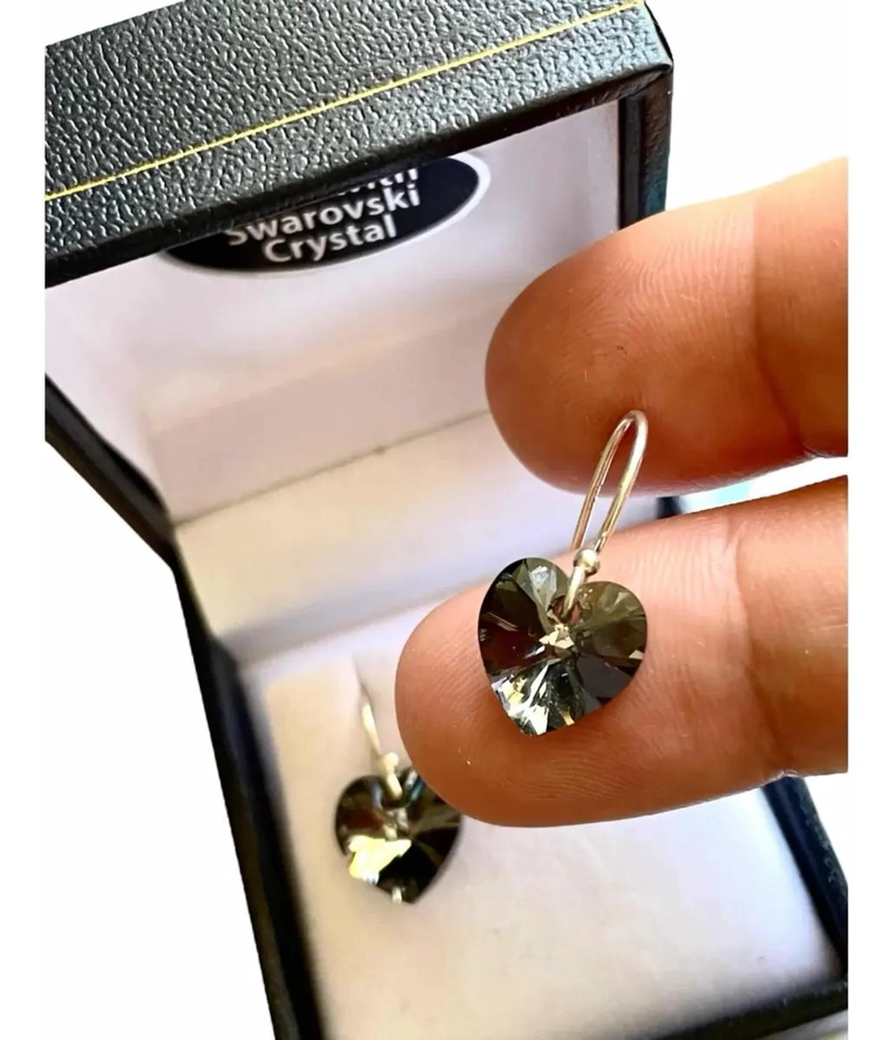 AROS CON CRISTALES EN FORMA DE CORAZON Y PLATA 925 - 4