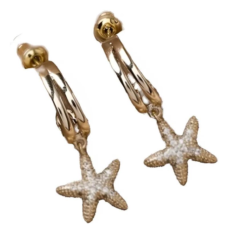 AROS PEQUEÑOS CON DISEÑO DE ESTRELLA EN ACABADO DORADO - 1