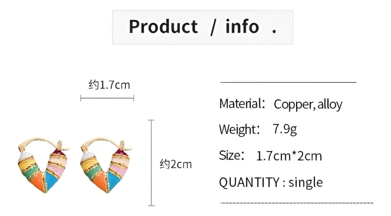 PENDIENTES DE BOTON CON DISEÑO DE CORAZON EN METAL ELEGANTE - 5