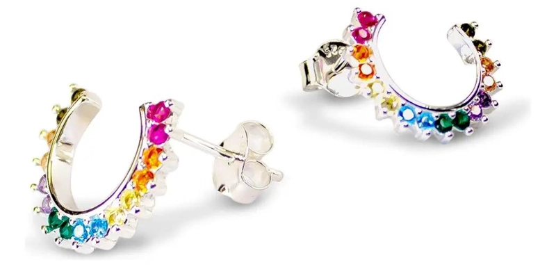 AROS TREPADORES CON CINTILLO Y CIRCONES DE COLORES DE 22MM EN PLATA FINA 925 - 2