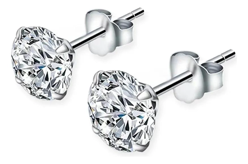 AROS DE PLATA 925 CON CRISTAL DE 8MM PARA MUJER - 1