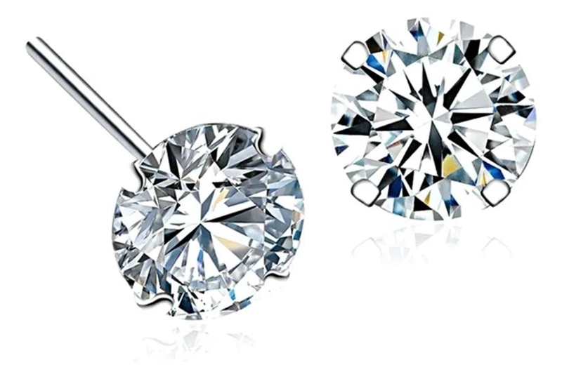 AROS DE PLATA 925 CON CRISTAL DE 8MM PARA MUJER - 3