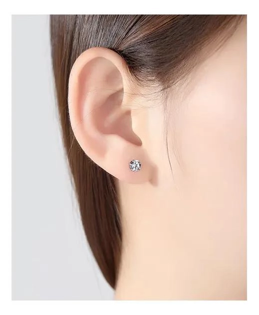 AROS DE PLATA 925 CON CRISTAL DE 8MM PARA MUJER - 5