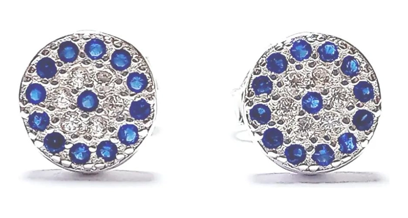 AROS CON DISEÑO DE OJO TURCO Y CIRCON DE 8MM EN PLATA FINA 925 - 1
