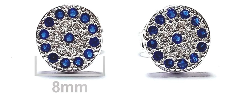 AROS CON DISEÑO DE OJO TURCO Y CIRCON DE 8MM EN PLATA FINA 925 - 2