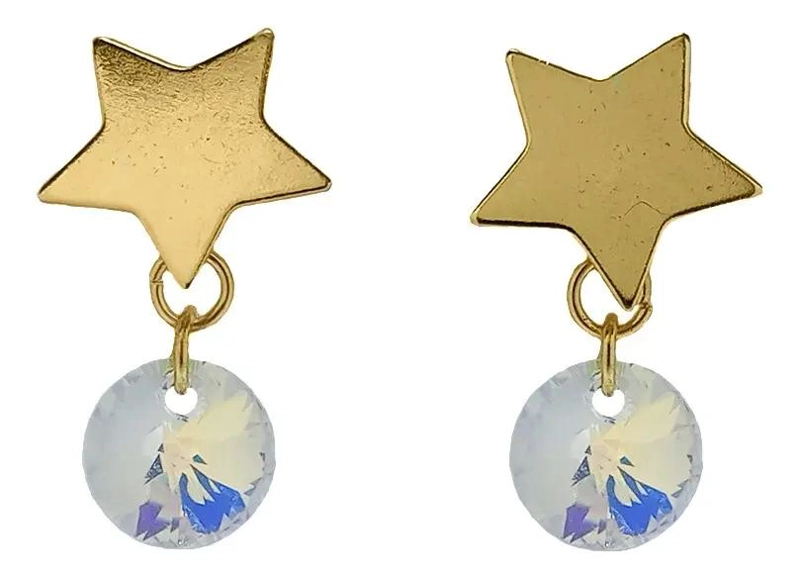 AROS CON CRISTAL AUSTRIACO AURORE BOREALE Y ENCHAPADO EN ORO 18K - 1