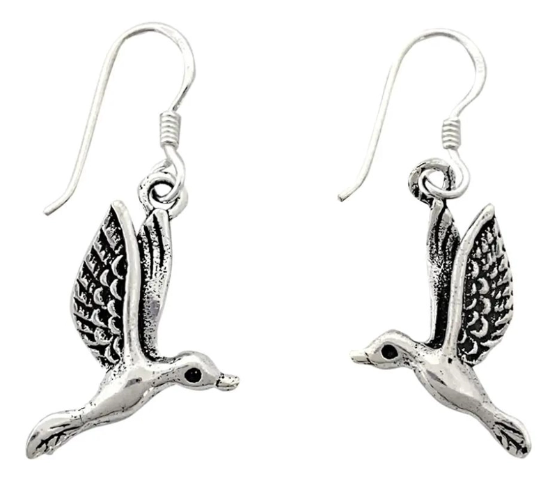 AROS COLGANTES CON DISEÑO DE COLIBRI EN PLATA FINA 925 ENVEJECIDA - 1