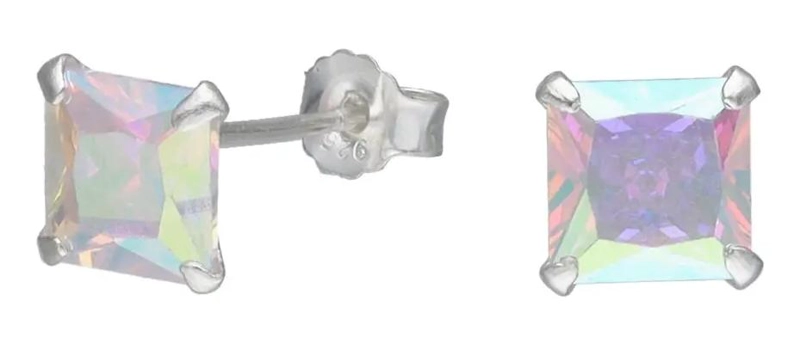 AROS DE PLATA ITALIANA CON CIRCONIA DE 6MM EN VARIOS COLORES PARA MUJER - 1