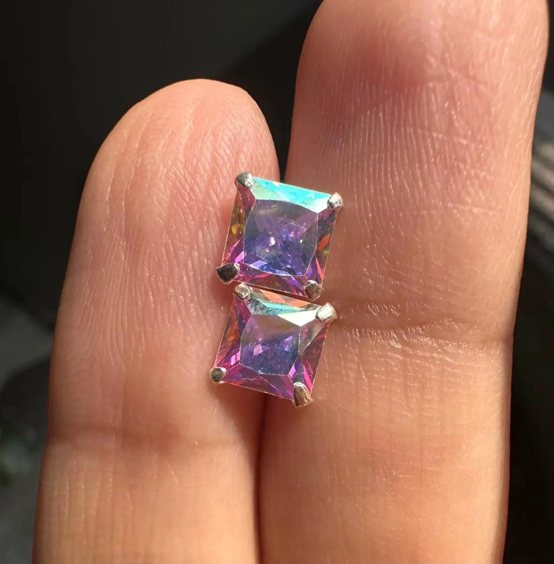 AROS DE PLATA ITALIANA CON CIRCONIA DE 6MM EN VARIOS COLORES PARA MUJER - 2