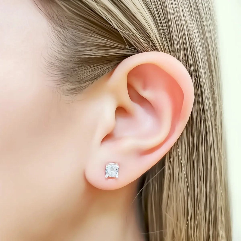 AROS DE PLATA FINA 925 CON CIRCON BLANCO DE 5MM Y DISEÑO DE PUNTO DE LUZ - 4