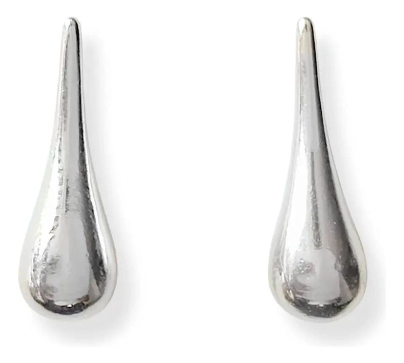 AROS EN FORMA DE GOTA DE PLATA FINA 925 PARA MUJER - 1