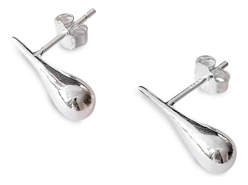 AROS EN FORMA DE GOTA DE PLATA FINA 925 PARA MUJER - 2