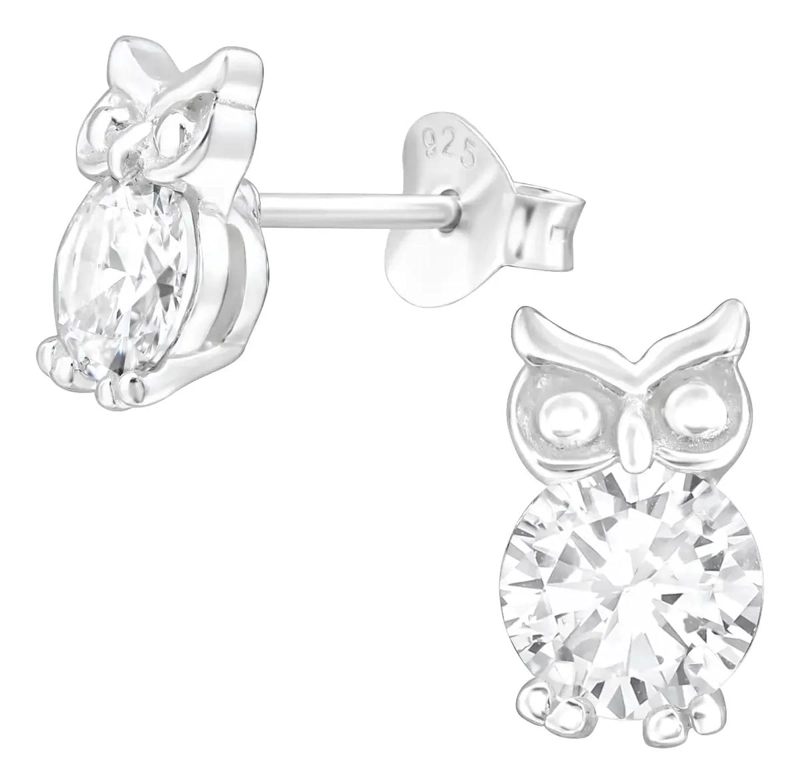 AROS DE BUHO EN PLATA 925 PARA NIÑA Y MUJER HIPOALERGE NICOS - 1