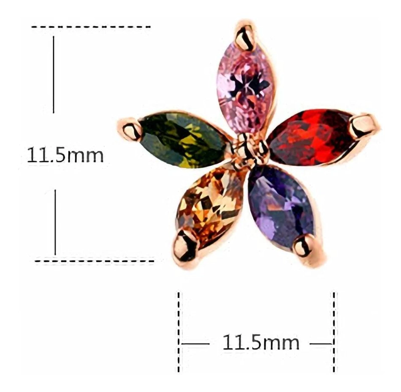 AROS CON DISEÑO DE FLOR Y CRISTALES MULTICOLOR BAÑADOS EN ORO ROSA - 2