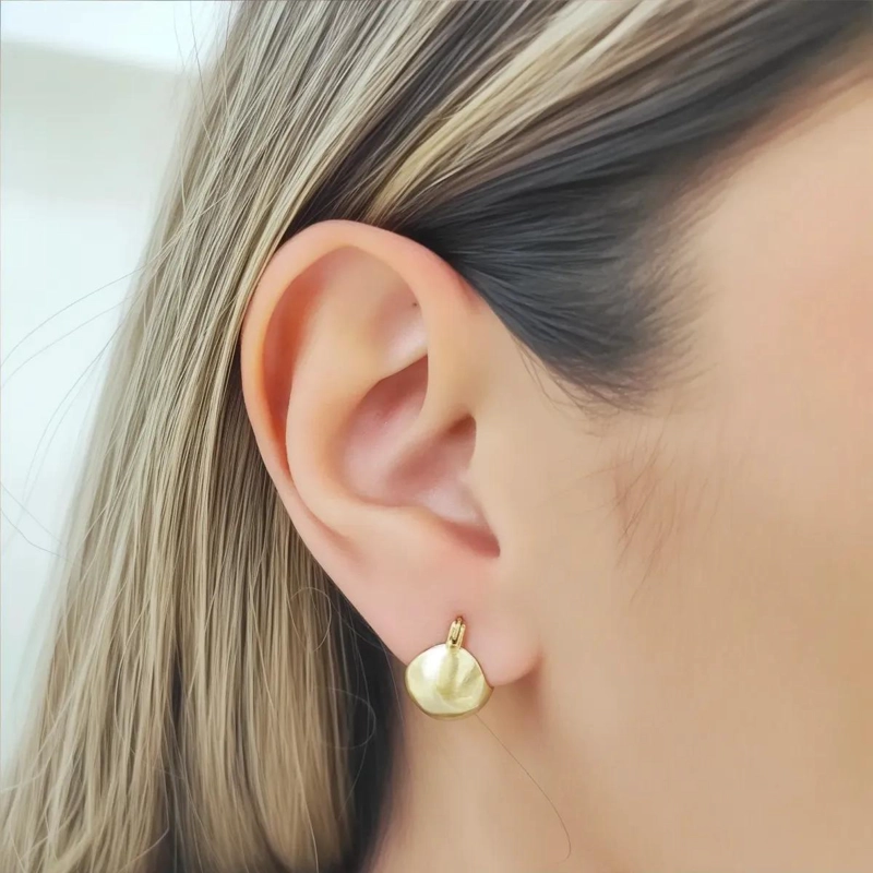 AROS ARGOLLA BOMBE  CON ACABADO LISO ENCHAPADO EN ORO 18K - 3