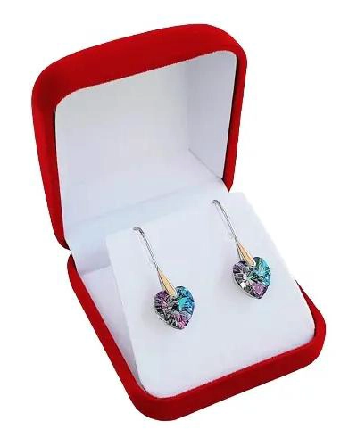 AROS DE PLATA 925 PARA MUJER CON CRISTAL EN FORMA DE CORAZON - 1