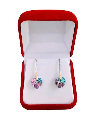 AROS DE PLATA 925 PARA MUJER CON CRISTAL EN FORMA DE CORAZON - 4