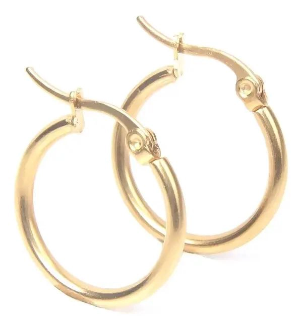 PENDIENTES ARGOLLA CLIP BAÑADOS EN ORO 18KT DE DISEÑO FINO - 1
